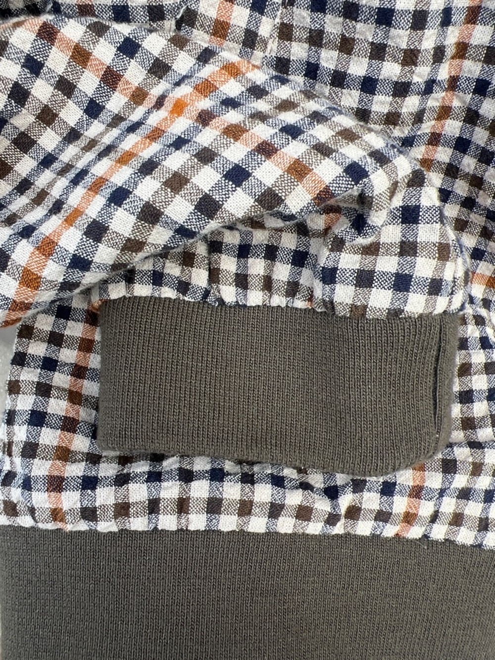 Zara Checked Bomber Jacket in Blue, White & Tan, Orange, and Olive Green - Picture 4 of 8